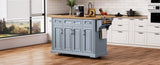 K&K 54inch Large Kitchen Island with Rubber Wood Drop Leaf, Embossed Texture Rolling Kitchen Cart on N707P195395G