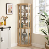 Lighted Corner Curio Cabinet - Elegant Glass Display Case Living Room & Bar Storage - Perfect W1758P294616