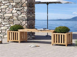 2-in-1 Wooden Garden Bench with 2 Planter Boxes, Fir Wood Outdoor Patio Seat for Yard & Lawn 76951192