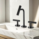 Two Handles Widespread 8 inch Bathroom Matte Black 3 Pieces Basins Lavatory Sink W1217P298894