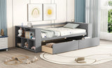 Twin Size Daybed with Shelves and Drawers, Gray WF324220AAE