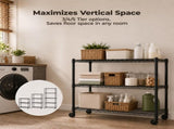 3 Tier Heavy Duty Adjustable Metal Shelf with Wheels, No-Tool Assembly, Suitable for Garages, 53893670