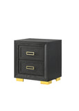 Glamorous 1pc Modern Glam Style 2-Drawer Nightstand Black Gold Finish Gold-colored Hardware Bedroom B011P144711