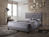 Grey Queen Bed with Tufted Headboard B062P215515