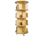 4-Layer Rotating Bookcase 360 Rotating Display Rack Pine Wood Rotating Bookshelf 25449992