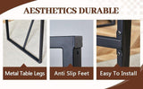 Industrial rectangular MDF black dining table for 4-6 people with 1.5 inch thick MDF top and black W1151P185154