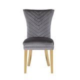 Eva 2 Piece Gold Legs Dining Chairs Finished with Velvet Fabric in Gray B00960893
