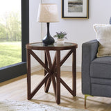 Modern simple coffee table, tempered coffee table solid wood base round transparent W1781P146773