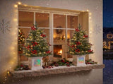 2 Pack 3FT Pre-Lit Snow Flocked Christmas Trees, Green PVC PE Pine Needle Foliage with 264 Tips, Red 09524057