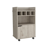 Phoenix Bar Cart with 2 Open Shelves 4 Cubbies and Cabinet B070P173180
