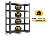 H72 * W47.2 * D23.6 Storage Shelves 5 Tier Heavy Duty Metal Shelving Unit Adjustable Shelving Units 89523925