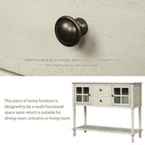 TREXM Sideboard Console Table with Bottom Shelf, Farmhouse Wood/Glass Buffet Storage Cabinet Living WF193444AAE