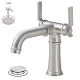 ZNTS Industrial Pipe-Style Bathroom Faucet Brushed Nickel 2-Handle Vanity Mixer Tap Pop-Up Drain Included W1920P254956