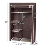 ZNTS 64" Portable Closet Storage Organizer Wardrobe Clothes Rack with Shelves Dark Brown 40344709