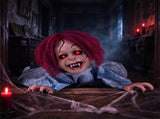 Halloween Animatronic Crawling Girl Prop, Voice Activated with Flashing Red Eyes & Scary Sounds, 28 06450667