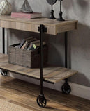 Industrial Style 1pc Sofa Table Natural Tone Slat Design Console Table Open Bottom Shelf Living Room B011P214571