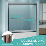 56"-60" W x 58" H Double Sliding Bathtub Shower Door, Semi-Frameless Bypass Tub Door, 1/4" W1573P292498