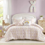 5PCS Full/Queen Cotton Jacquard Pom Pom Comforter Set B035P341217