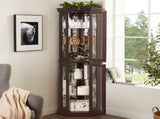 Lighted Corner Curio Cabinet - Glass Display Shelf with Tempered Glass Doors, Adjustable Shelving, W1758P300130