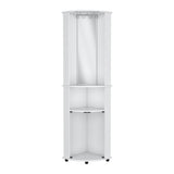 Chicago 75" H Mirrored Corner Bar Cabinet, With Glass Doors, Two Shelves and Stemware B070P210742