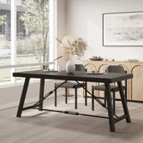ZNTS Homeros Solid Wood Top Metal Base Dining Table 57239.00BLK