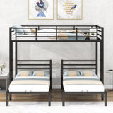 ZNTS Full over Twin&Twin Size Bunk Bed with Built-in Shelf, Black 81812527