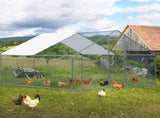 10 x 10 ft Large Metal Chicken Coop, Walk-in Poultry Cage Chicken Hen Run House with Waterproof 16911376