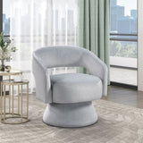 ZNTS Modern Luxury Swivel Accent Chair 1pc Gray Velvet Upholstery Solid Wood Stylish Home Furniture B011P283813