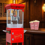 Popcorn Machine with, with Wheels & 6 Oz Pot Popcorn Maker Stainless Steel Oil Spoon, Mobile W2841P272023