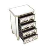 ZNTS Elegant Mirrored 4-Drawer Chest with Golden Lines Storage Cabinet for Living Room, Hallway, Entryway WF302317AAN