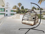 Swing Egg Chair with Stand Indoor Outdoor Wicker Rattan Patio Basket Hanging Chair with C Type W2707P184390