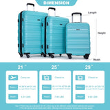 Expandable 3 Piece Luggage Sets PC Lightweight & Durable Suitcase with Two Hooks, Spinner Wheels, W284104377