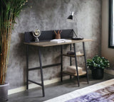 Garima Rustic Oak with Black Finished Legs Writing Desk B2726P243695