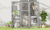 Outdoor Cat House, DIY Cat Enclosure, Cat Catio with Double Enter Doors, 62.8"L x 32.2"W x68.5"H N719P283198E