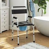 ZNTS Black multi-functional portable toilet chair with adjustable height 48179906