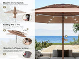 10ft Patio Umbrella, LED Lighted Patio Umbrella Outdoor Table Pool Sun Shade Canopy 3 Tier Outdoor 54226561
