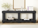 U_Style 62.9" Vintage Entryway Table - Fir Solid Wood with Natural Grain, 6 Reinforced Legs & 4.5" N711P289135B