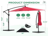 10ft Offset Hanging Outdoor Patio Umbrella with Base Stand Rotate and Tilt, 8 Ribs, UV Protection 40395338