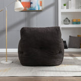 010-Soft Teddy Fabric Tufted Foam Bean Bag Chair With Teddy Fabric Dark Gray W52753862