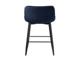 Set of 2 Pub Height Chairs Dark Blue Velvet Upholstery Modern Casual Dining Furniture Metal Legs, B011P234283