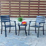 VRSHWO lron Terrace Dining Chairs, a Set of 2 Black Color Outdoor Chairs, Bistro Metal Chairs, W213P335871