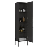 Hagi 71" Tall Four-Tier Shelf One-Door Linen Shaker Cabinet B070P234366