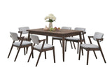Mid-Century Modern Dining Chairs 2pcs Set Solid wood Fabric Upholstered Cushion Chair Walnut B011P203551