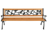 49" Garden Bench Patio Porch Chair Deck Hardwood Cast Iron Love Seat Rose Style Back 80193366