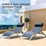 Outdoor Chaise Lounge Set of 2 Patio Recliner Chairs with Adjustable Backrest and Removable Pillow W1859109830