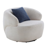 Swivel Barrel Living Room, Single for Small Space Comfy Round Sofa Boucle Accent W876P199947