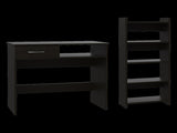 Home Office Set, Two Parts Set, One Drawer, Desktop, Keyboard Tray, Stand, Five Shelves, Black B097133193