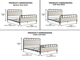 Industrial Style 1pc Queen Size Bed Rustic Curved Edges Metal Frame Fabric Upholstered HB FB, Dark B2741P609108
