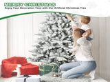 7ft Flocked Christmas Tree with 1514 Tips, Realistic PEPVC Snowy Hinged Tree with Metal Stand, Full 02903371