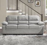 ZNTS Plush Seating Comfortable Sofa 1pc Gray Textured Fabric Channel Tufting Solid Wood Frame Modern B011P214025